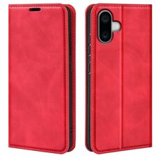 Custodia per telefono in pelle con aspirazione magnetica retro-skin per iPhone 16 Plus (rossa)