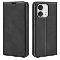 Custodia per telefono in pelle con aspirazione magnetica retro-skin per iPhone 16 Pro Max (nera)