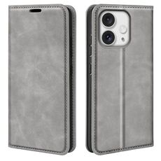 Custodia per telefono in pelle con aspirazione magnetica retro-skin per iPhone 16 Pro Max (grigio)