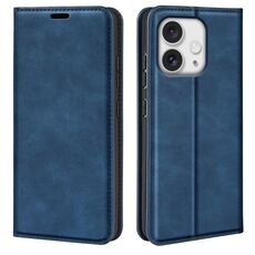 Per iPhone 16 Pro Max Custodia per telefono in pelle con aspirazione magnetica retro-skin (blu scuro)