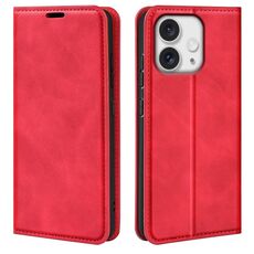 Custodia per telefono in pelle con aspirazione magnetica retro-skin per iPhone 16 Pro Max (rossa)