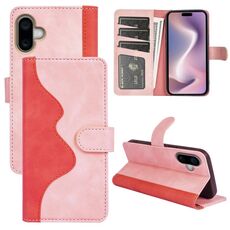 Custodia per cellulare in pelle con chiusura orizzontale con cuciture per iPhone 16 Plus (rossa)