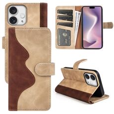 Custodia per telefono in pelle con chiusura orizzontale con cuciture per iPhone 16 Pro (gialla)
