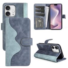 Per iPhone 16 Pro Custodia per cellulare in pelle con chiusura orizzontale con cuciture (blu)