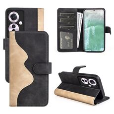 Per OPPO Reno11 F 5G Custodia per telefono in pelle con chiusura orizzontale con cuciture (Nero)