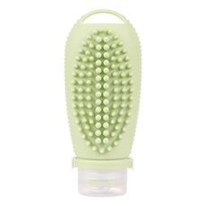 100ml 2 in 1 bottiglia erogatrice da viaggio in silicone portatile per massaggio con spazzola shampoo e lozione (verde chiaro)