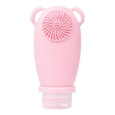 Flacone erogatore di lozione detergente da viaggio da 100 ml con spazzola per il lavaggio Flacone per la conservazione di shampoo cosmetici (rosa chiaro)