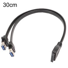 Cavo da pannello USB 3.0 per scheda madre da 30 cm Frontale da 19 pin a doppia porta A Cavo piatto dati femmina