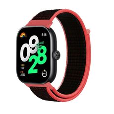 Per Rendmi Watch 4 cinturino in nylon con gancio e chiusura ad anello (rosso nero)