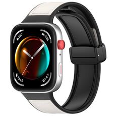 Per Huawei Watch Fit 3 cinturino in pelle con fibbia pieghevole in silicone (bianco)