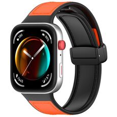 Per Huawei Watch Fit 3 cinturino in pelle con fibbia pieghevole in silicone (arancione)