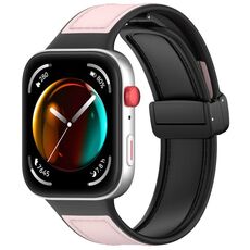 Per Huawei Watch Fit 3 cinturino in pelle con fibbia pieghevole in silicone (rosa)