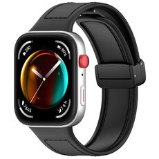 Per Huawei Watch Fit 3 cinturino in pelle con fibbia pieghevole in silicone (nero)