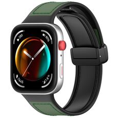 Per Huawei Watch Fit 3 cinturino in pelle con fibbia pieghevole in silicone (verde)