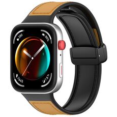 Per Huawei Watch Fit 3 cinturino in pelle con fibbia pieghevole in silicone (marrone)