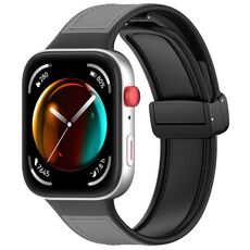 Per Huawei Watch Fit 3 cinturino in pelle con fibbia pieghevole in silicone (grigio)