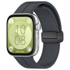 Per Huawei Watch Fit3 cinturino in silicone con fibbia pieghevole magnetica (grigio scuro)