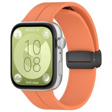 Per Huawei Watch Fit3 cinturino in silicone con fibbia pieghevole magnetica (arancione)
