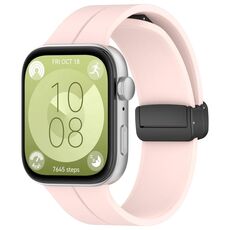 Per Huawei Watch Fit3 cinturino in silicone con fibbia pieghevole magnetica (rosa)