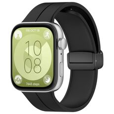 Per Huawei Watch Fit3 cinturino in silicone con fibbia pieghevole magnetica (nero)