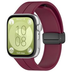 Per Huawei Watch Fit3 Cinturino in silicone con fibbia pieghevole magnetica (rosso vino)