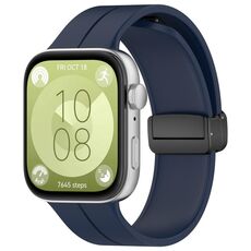 Per Huawei Watch Fit3 cinturino in silicone con fibbia pieghevole magnetica (blu notte)