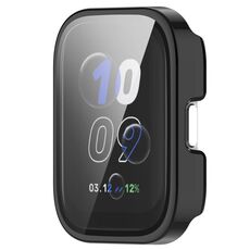 Per Amazfit bip5 Unity PC + Pellicola in vetro temperato Custodia protettiva per orologio integrata (nero)