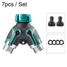 7 pezzi / set Splitter per tubi dell'acqua con connettori rapidi in metallo bidirezionali di tipo Y con capezzolo (stile USA)