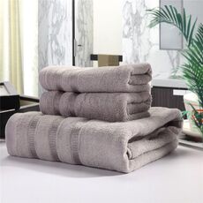 3 pezzi/set set di asciugamani morbidi e peluche, asciugamano da bagno in cotone e fibra di bambù, per il bagno (grigio)