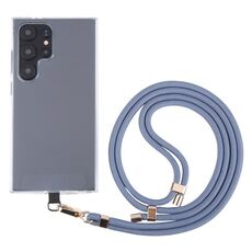 Cordino lungo anti-smarrimento regolabile per cellulare con fibbia in oro da 6 mm (grigio blu)