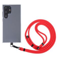 Fibbia nera da 6 mm con cordino lungo anti-smarrimento per cellulare regolabile (rosso)