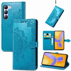 Custodia per telefono in pelle goffrata con fiori mandala per vivo V40 SE (blu)