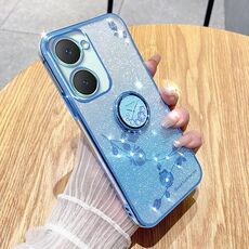 Per vivo Y03 4G Global Gradient Glitter Immortal Flower Ring Custodia per telefono all-inclusive (Bule)
