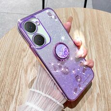 Per vivo Y03 4G Global Gradient Glitter Immortal Flower Ring Custodia per telefono all-inclusive (viola)