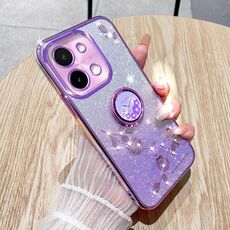 Per vivo Y28 4G Gradient Glitter Immortal Flower Ring Custodia per telefono all-inclusive (viola)