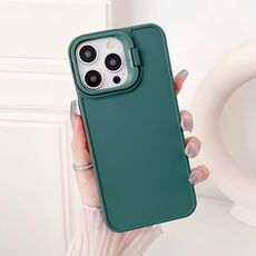 Custodia per telefono antiurto con supporto per telaio per obiettivo iPhone 15 Pro (verde)