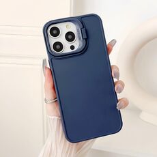 Per iPhone 15 Pro Custodia per telefono antiurto con supporto per telaio dell'obiettivo (blu)