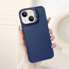 Per iPhone 15 Plus Custodia per telefono antiurto con supporto per telaio dell'obiettivo (blu)
