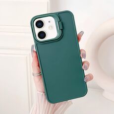 Per iPhone 12 Custodia per telefono antiurto con supporto per telaio dell'obiettivo (verde)