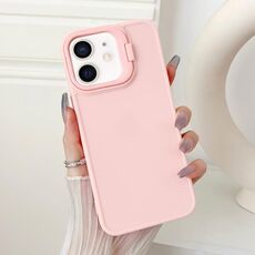Per iPhone 12 Custodia per telefono antiurto con supporto per telaio dell'obiettivo (rosa)