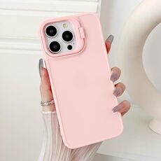 Per iPhone 12 Pro Custodia per telefono antiurto con supporto per telaio dell'obiettivo (rosa)