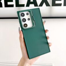 Custodia per telefono antiurto con supporto per cornice per obiettivo Samsung Galaxy S24 Ultra 5G (verde)