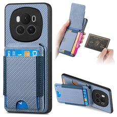 Per Honor Magic6 Custodia per telefono con supporto a portafoglio verticale in fibra di carbonio (blu)