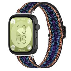 Per Huawei Watch Fit 3 cinturino in nylon elastico stile etnico (blu viola)