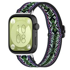 Per Huawei Watch Fit 3 Cinturino elastico in nylon stile etnico (verde viola)