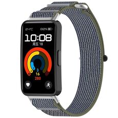 Per cinturino dell'orologio con chiusura a strappo in nylon Huawei Band 9 (verde grigio)