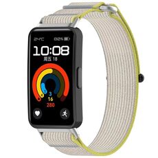 Per cinturino dell'orologio con chiusura a strappo in nylon Huawei Band 9 (giallo grigio)