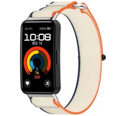 Per cinturino dell'orologio con chiusura a strappo in nylon Huawei Band 9 (arancione beige)