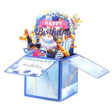 Biglietto d'auguri colorato 3D tridimensionale intagliato a mano in carta cava (blu)
