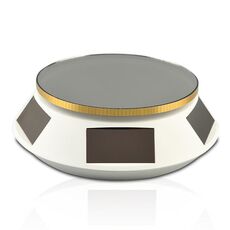 Espositore rotante a energia solare da 14 cm con luce LED per esposizione di prodotti in cristallo di gioielli, stile: specchio bianco